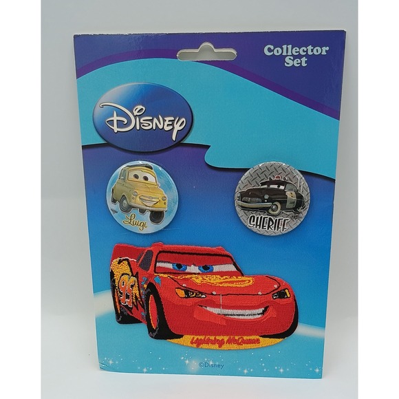 Other - Disney Collector Set Lightning McQueen Iron On Patch & Luigi & Sheriff Pins